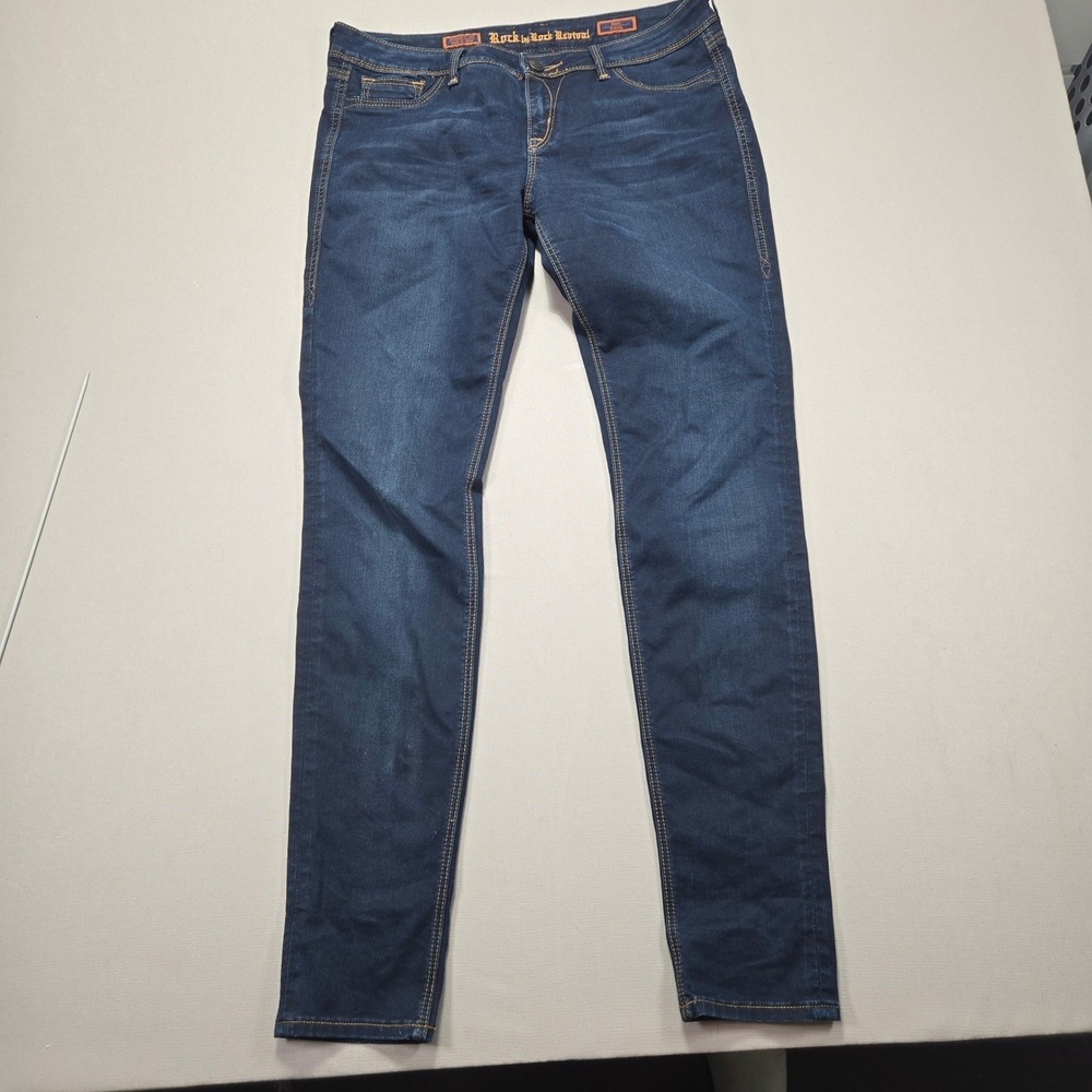 Rock Revival Jeans Carla Legging Mid-Rise Slim Dark Wash Blue Women Size 30